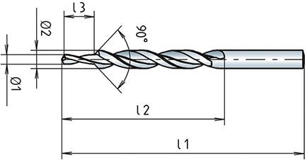 NOGA TOOLS Meerfasenboor DIN 8374 90° M3 - 6.0x3.2